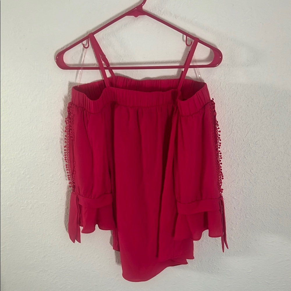 BCX Off-Shoulder Hot Pink Blouse